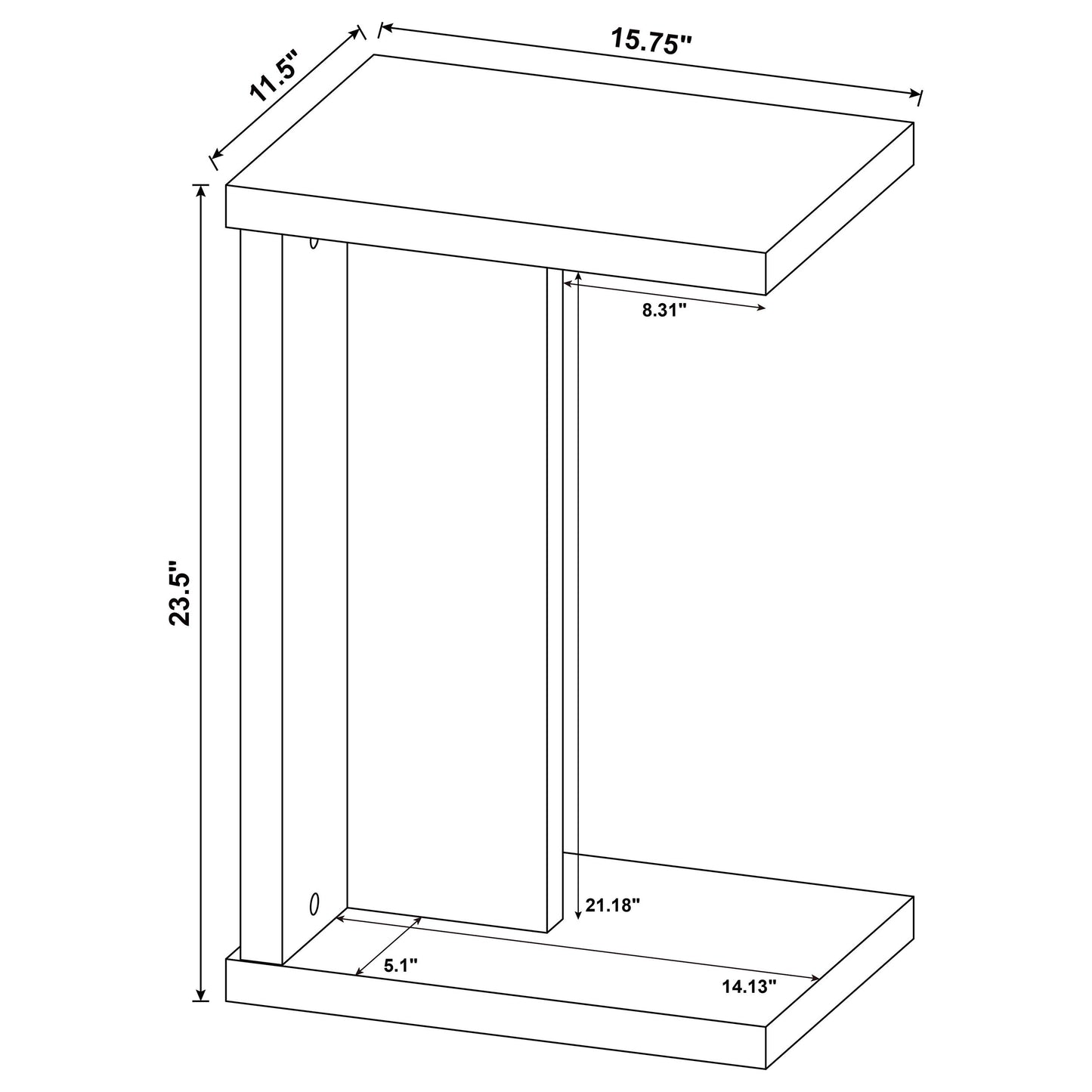 Clower Engineered Wood C-Shaped Sofa Side Table Black