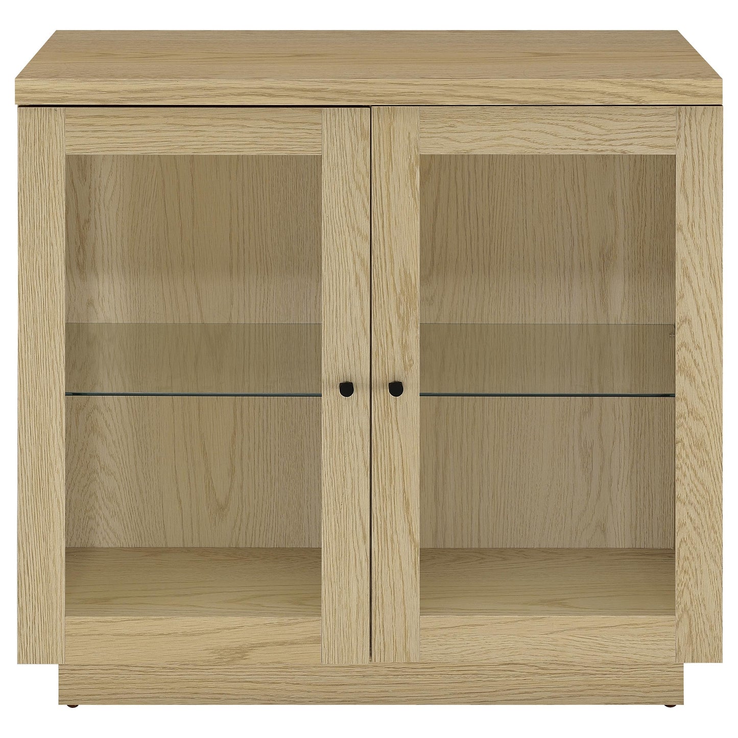 Tilbury 2-door Glass Front Accent Display Cabinet Light Oak