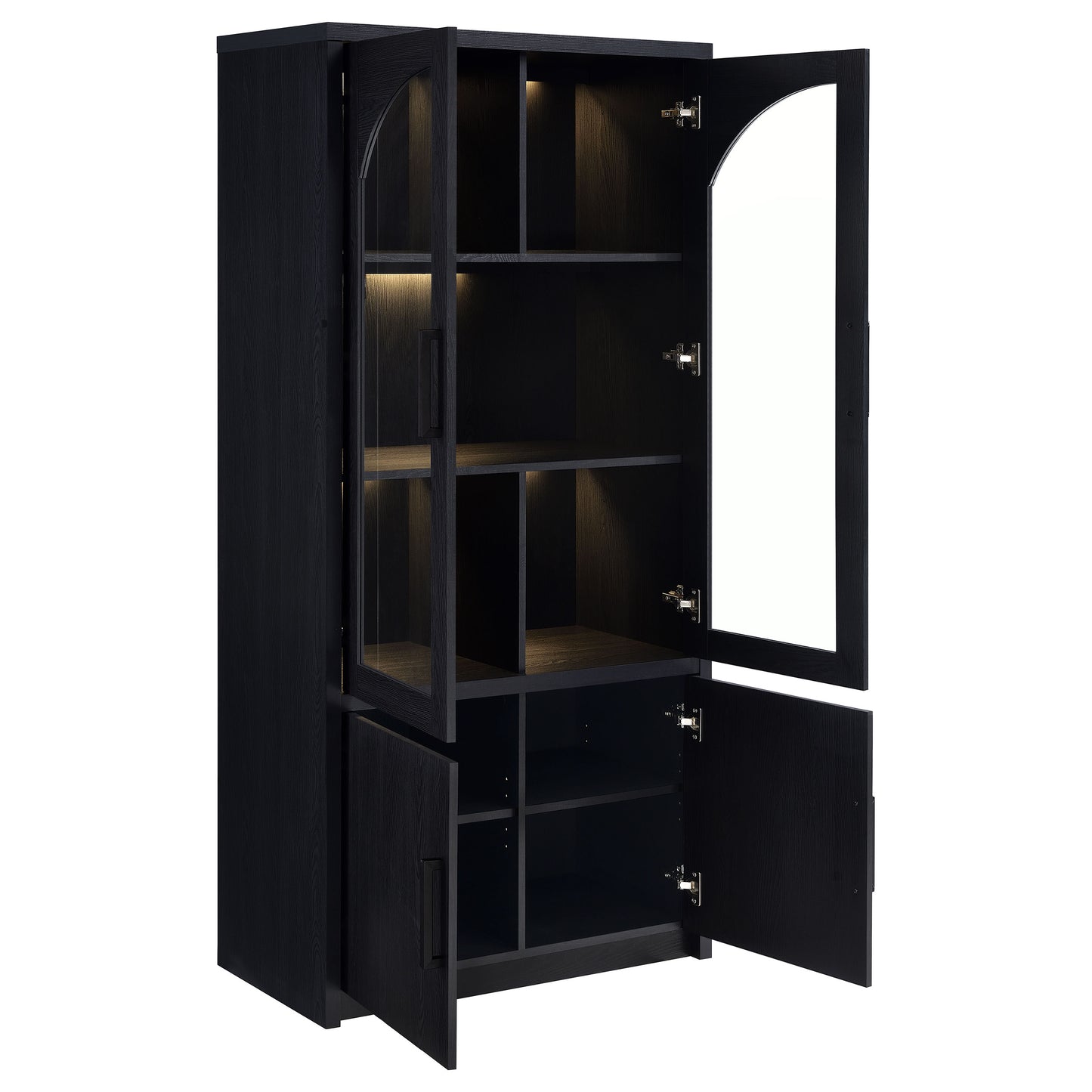 Riva 4-door Tall Accent Display Cabinet LED Lighting Black