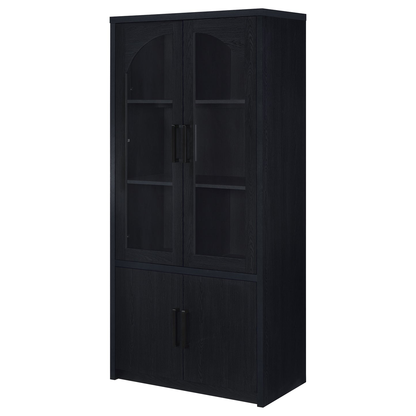 Riva 4-door Tall Accent Display Cabinet LED Lighting Black