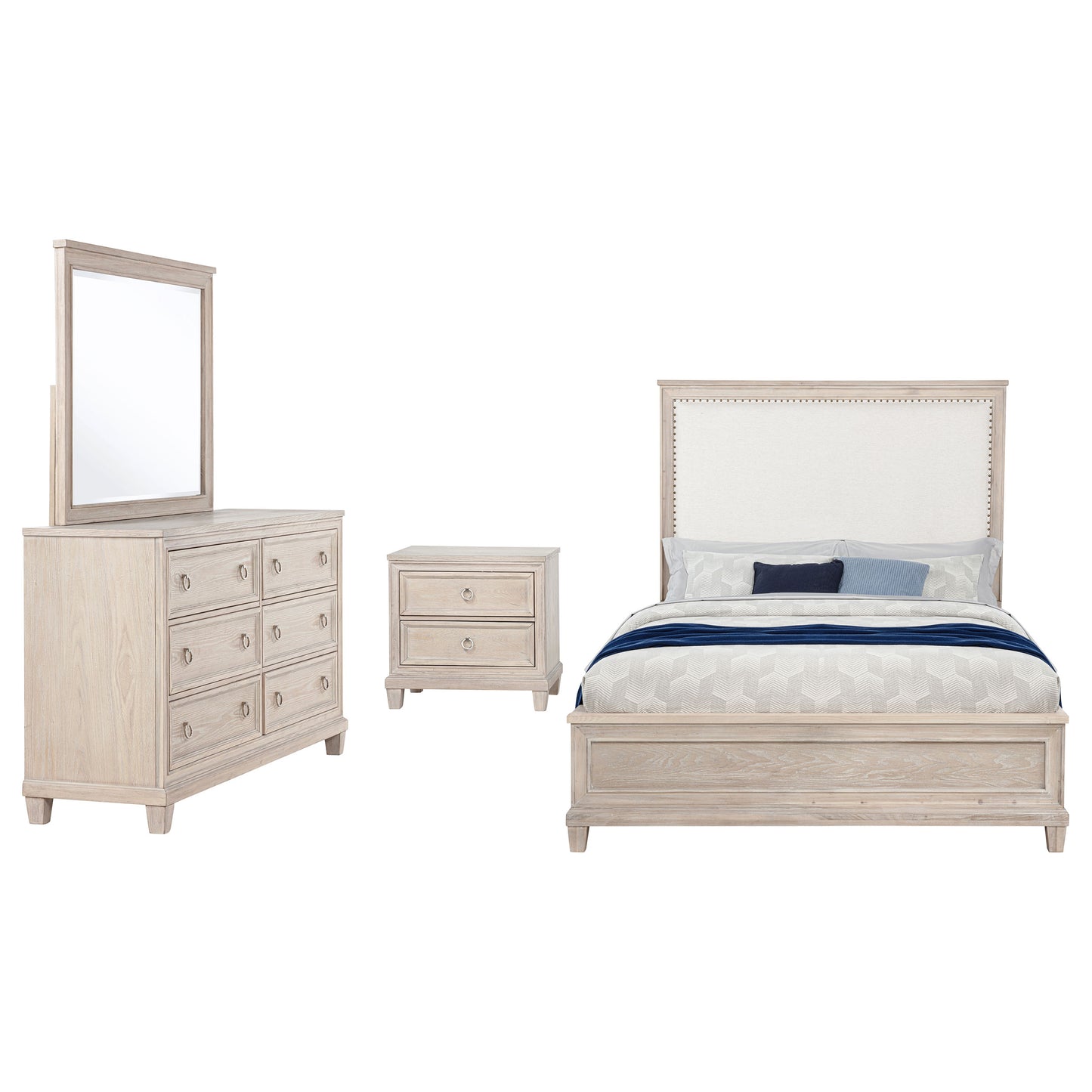 Pembroke 4-piece California King Bedroom Set Washed Oak