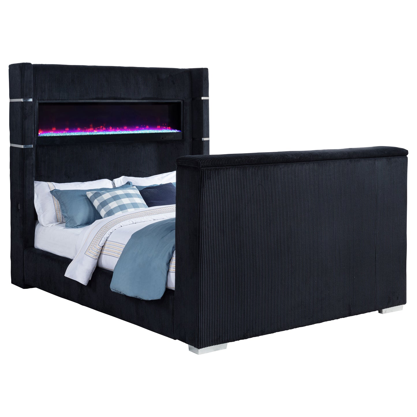 Tisdall California King Flame Visualizer TV Bed Black