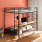 Bettoni Metal Full Over Twin Workstation Bunk Bed Matte Black