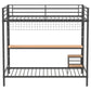 Bettoni Metal Full Over Twin Workstation Bunk Bed Matte Black