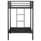 Alevera Metal Twin Over Twin Bunk Bed with Ladder Black