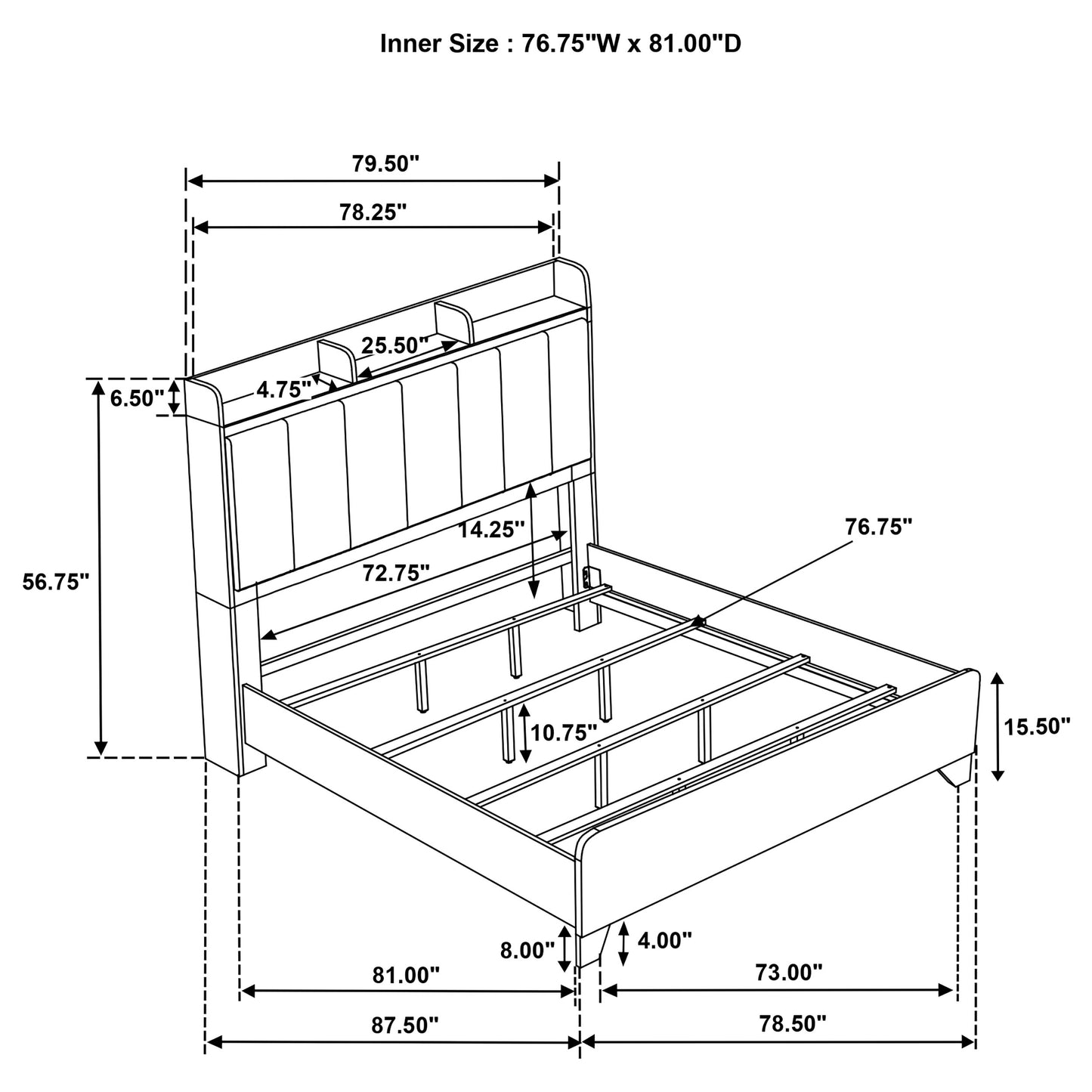 Henderson 57-inch Eastern King Bookcase Panel Bed Medium Oak