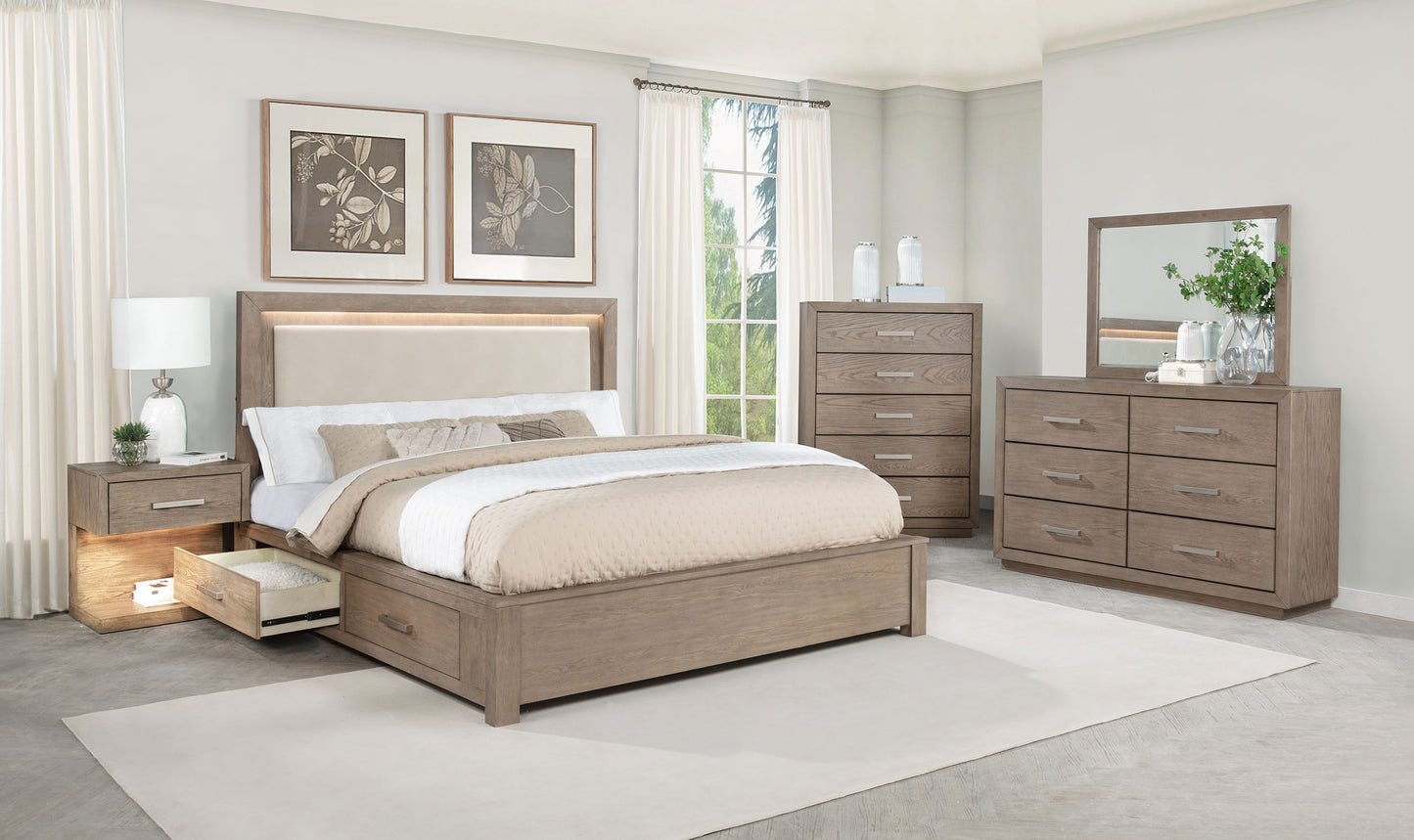 Kenora 1-drawer Nightstand Bedside Table Barley Brown