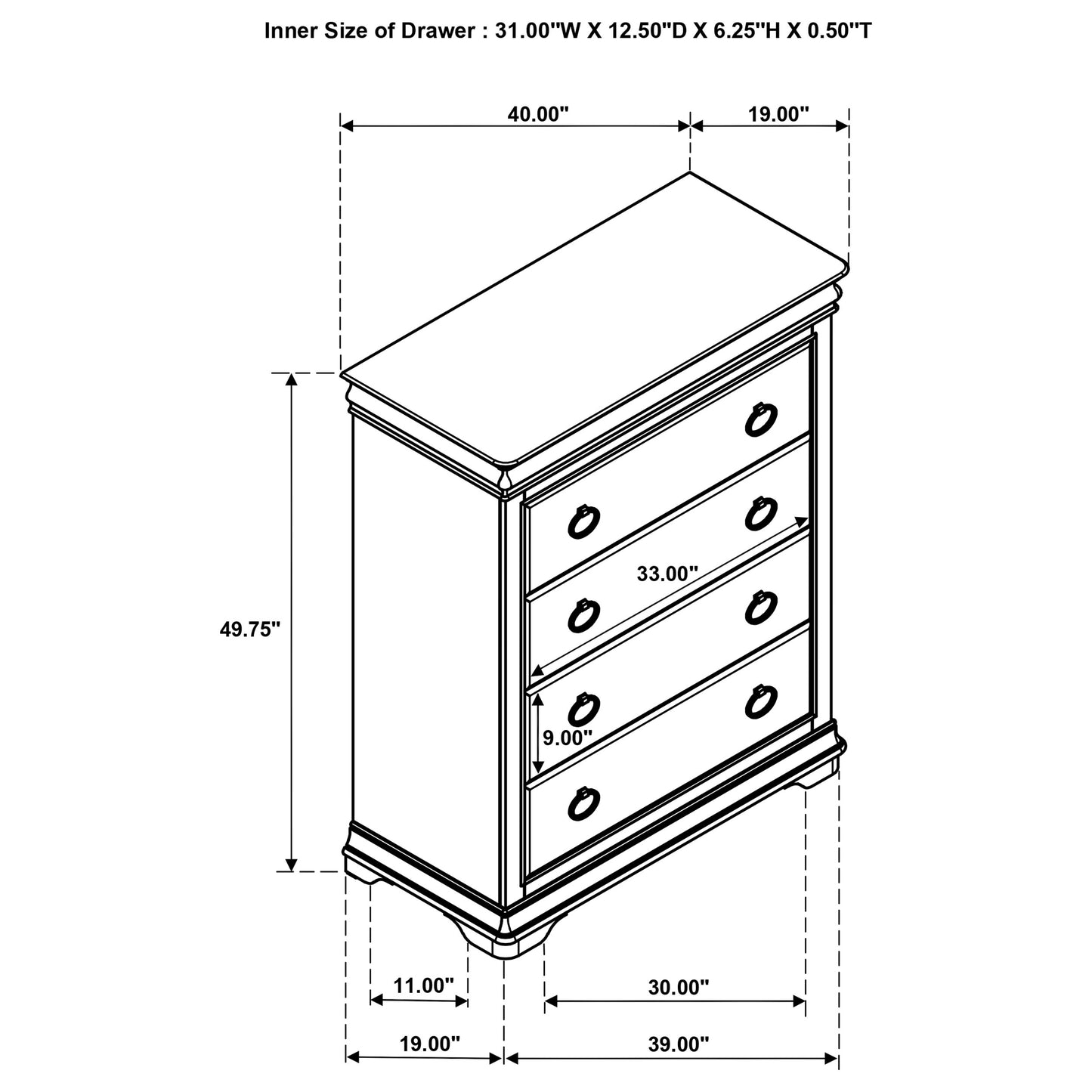 Garland 4-drawer Bedroom Chest of Drawers Brown Cherry