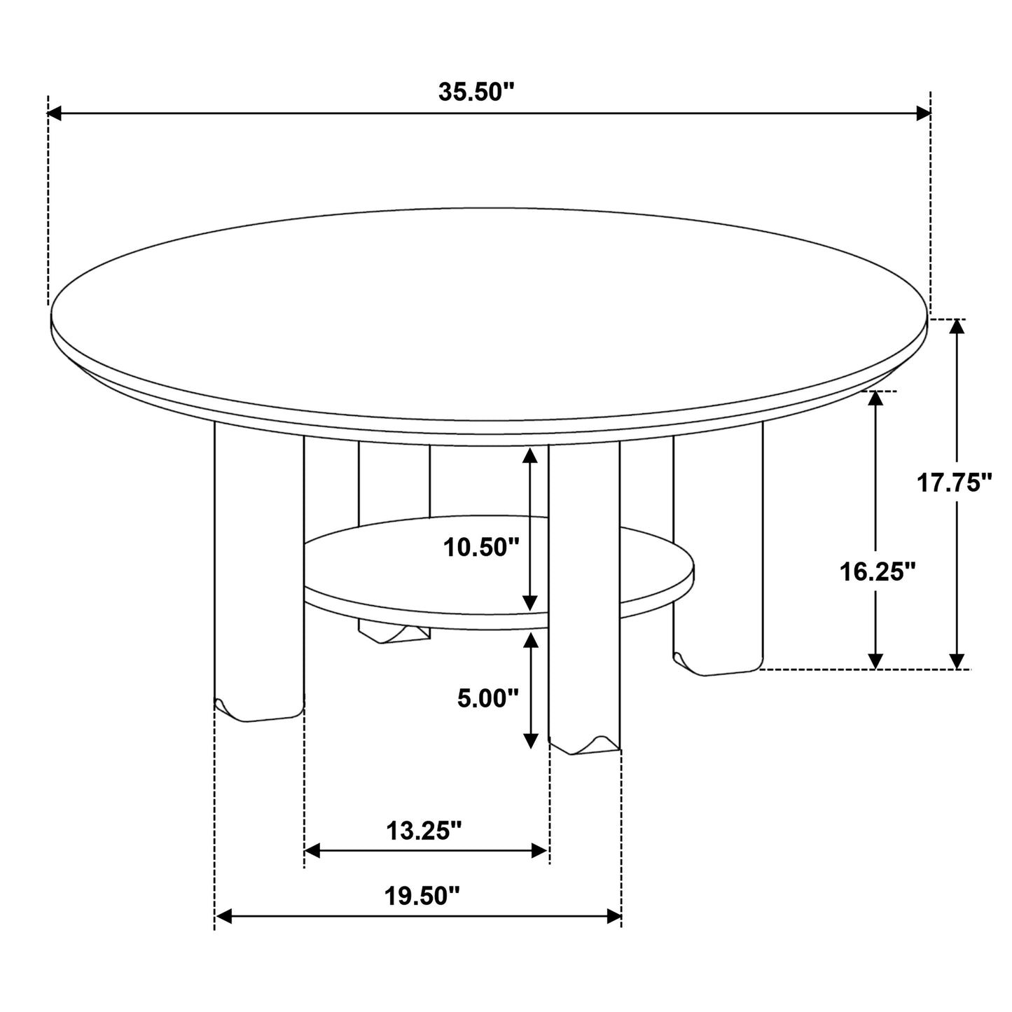 Ottowa 35-inch Round Wood Cocktail Coffee Table Brown