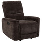 Navarro Chenille Upholstered Glider Recliner Dark Brown