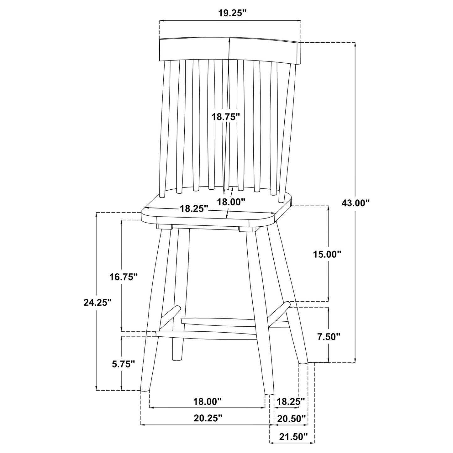 Andrews Windsor Counter Height Dining Side Chair Light Ash (Set of 2)