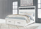 Ashbryn King Panel Storage Bed with Mirrored Dresser and Nightstand