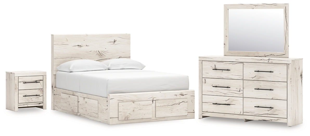 Lawroy Full Panel Storage Bed with Mirrored Dresser and Nightstand