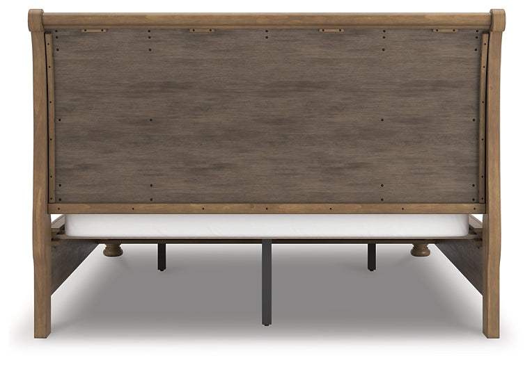 Feddinger California King Storage Sleigh Bed with Mirrored Dresser, Chest and Nightstand