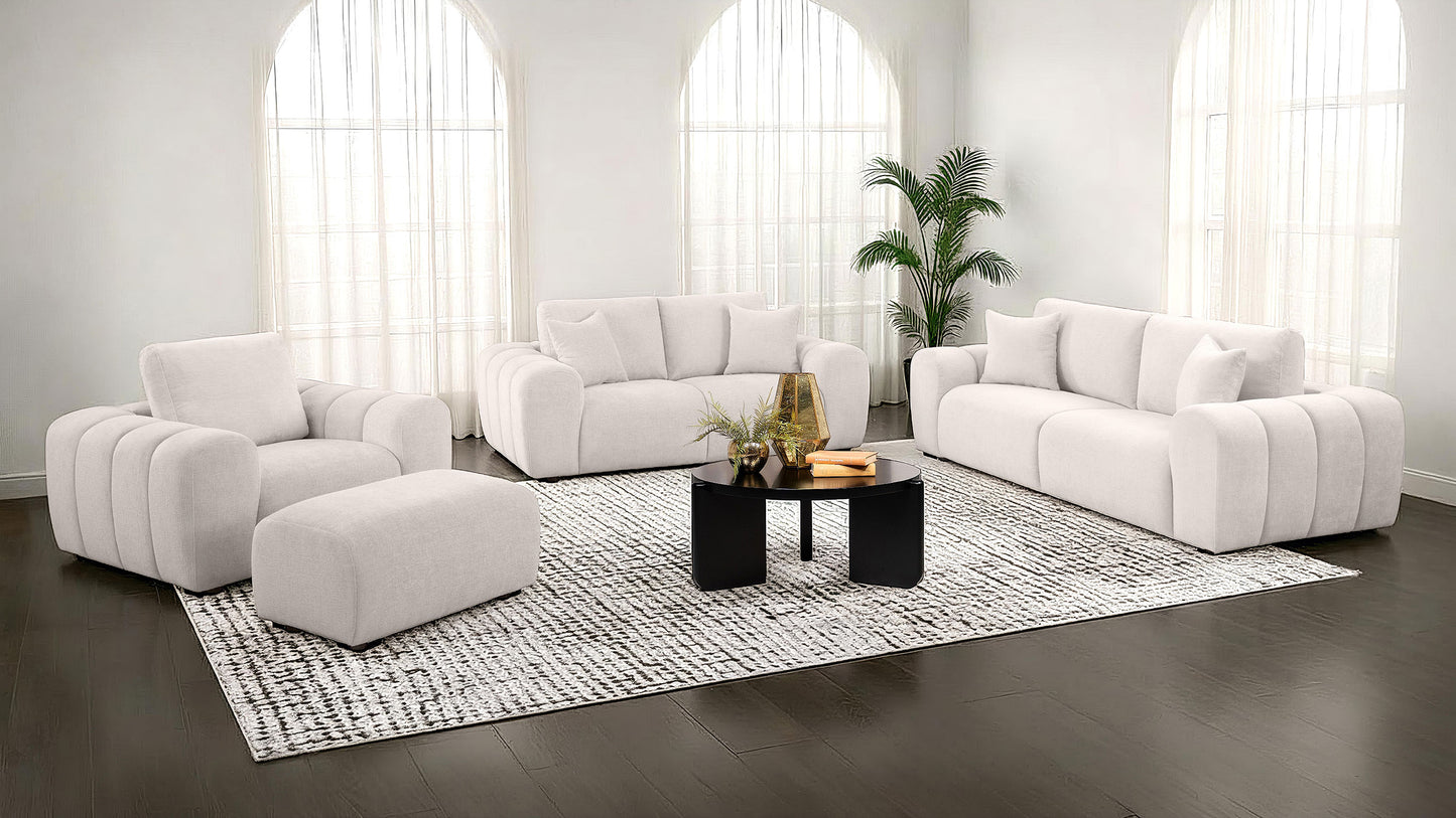 Burnett 4-piece Chenille Upholstered Sofa Set Ivory