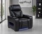 Zuma Faux Leather Upholstered Dual Power LED Recliner Black