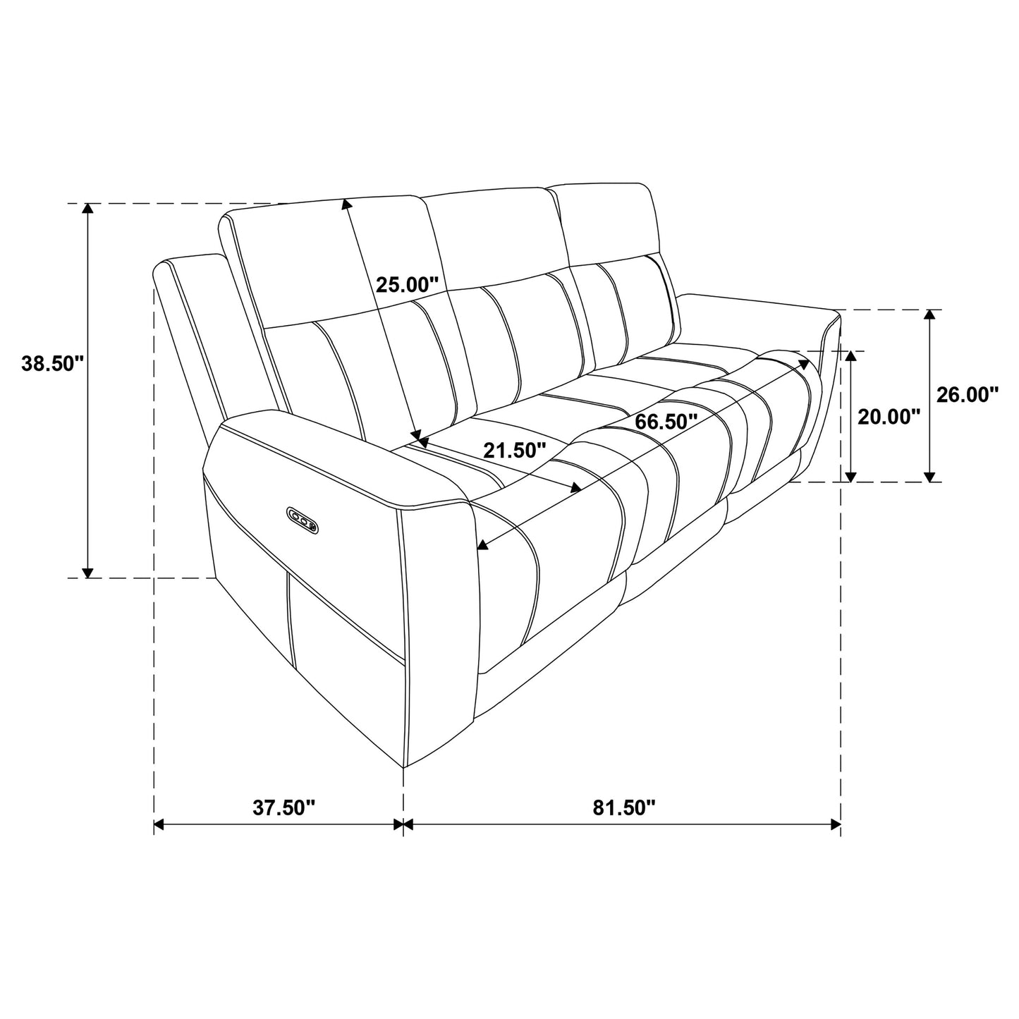 Kennett Chenille Upholstered Power Reclining Sofa Ivory