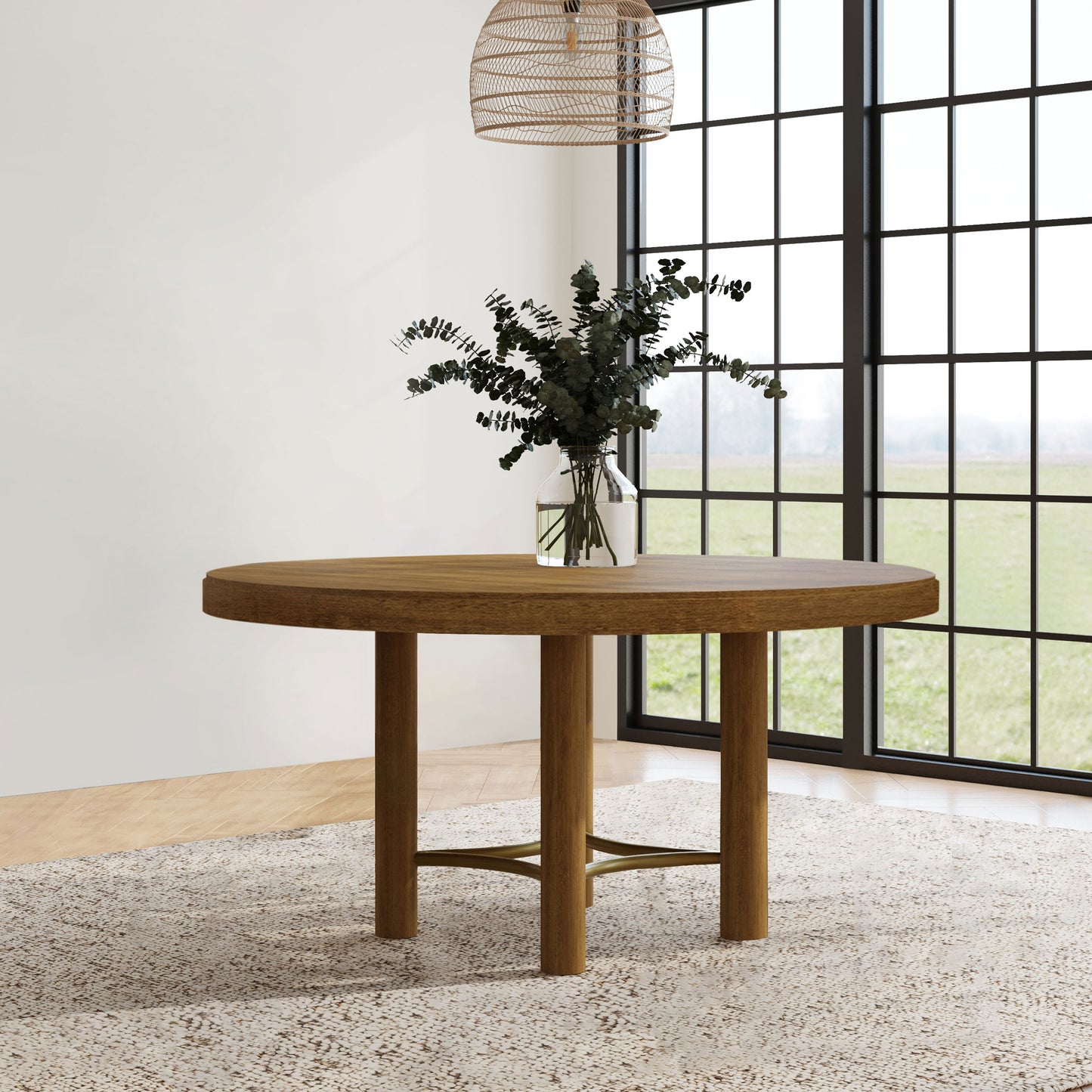 Arini 60-inch Round Wood Dining Room Table Sand Wash