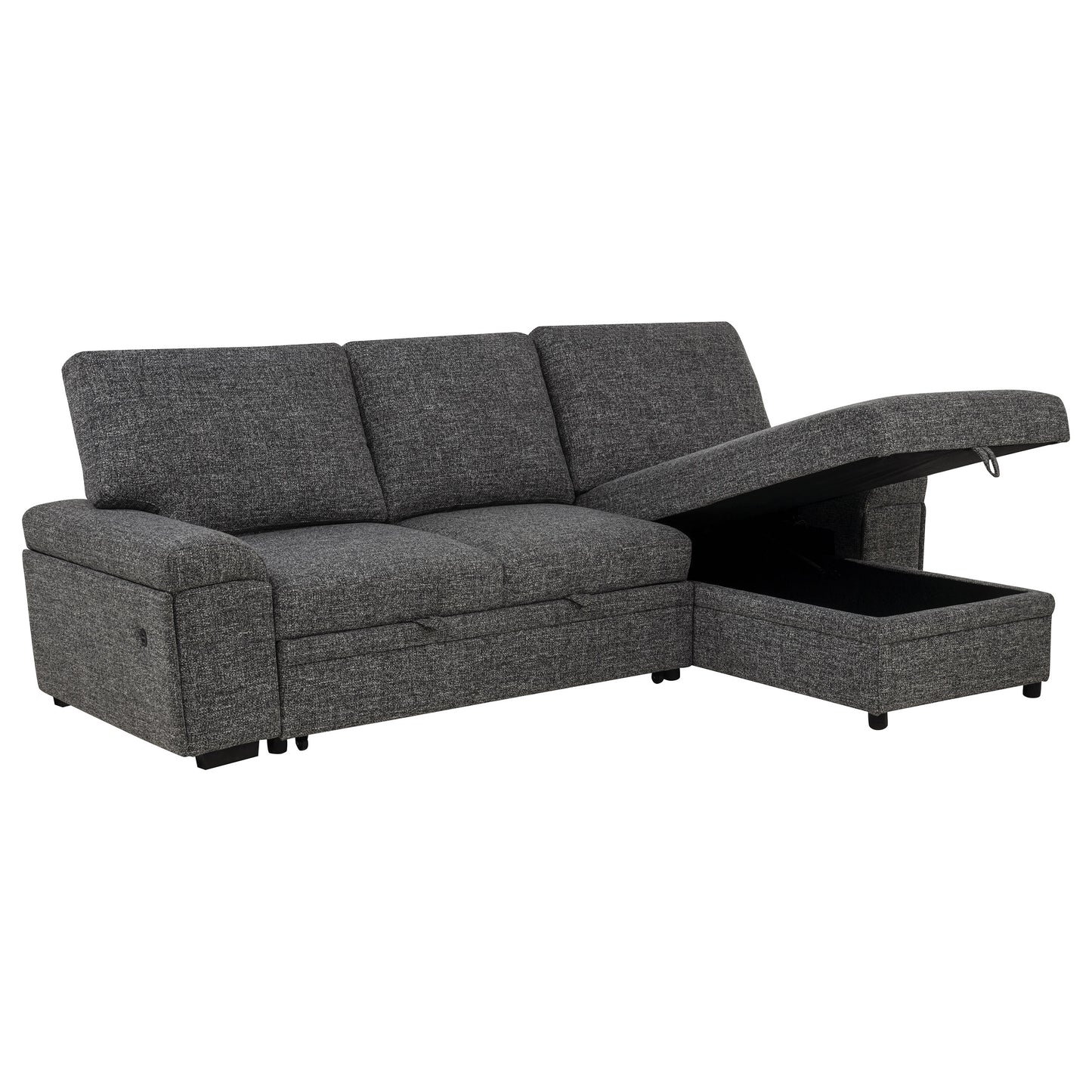 Demko Sleeper Sectional Sofa with Speaker and Storage Chaise Granite