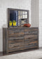 Drystan Queen Bookcase Bed with 2 Storage Drawers with Mirrored Dresser
