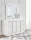 Chalanna Queen Upholstered Storage Bed, Dresser, Mirror, Chest and Nightstand