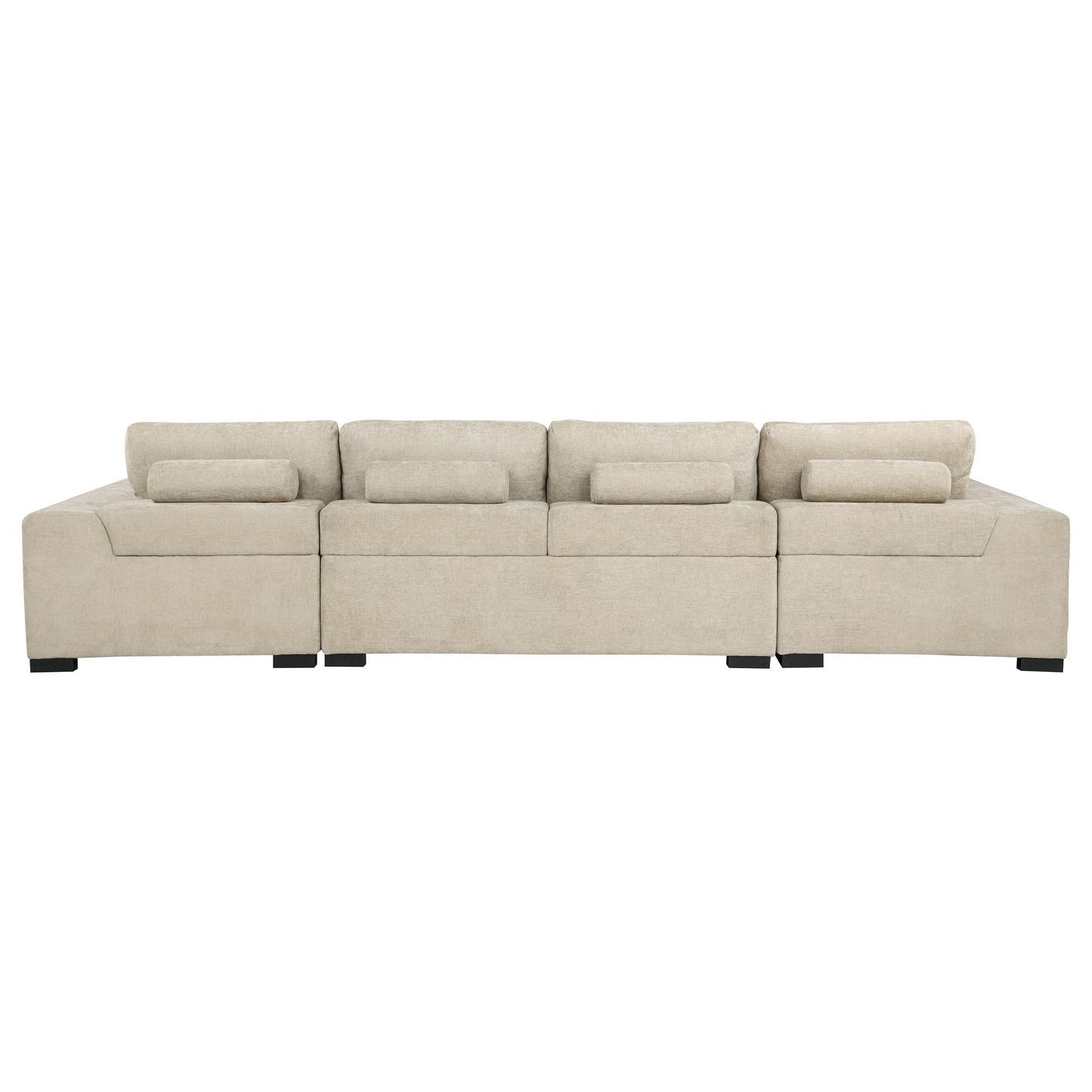 Cannella U-Shaped Double Chaise Upholstered Sectional Sofa Beige