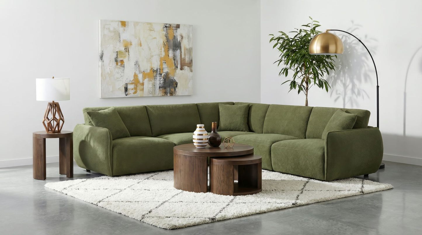 Elysia Fabric Upholstered Modular Armless Chair Green