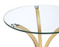 Eloise Round Glass Top Curved Metal Side Table Gold
