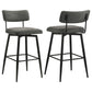 Levine Fabric Upholstered Swivel Bar Chair Grey (Set of 2)