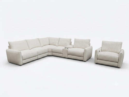 Valle 6-Piece L-Shaped Power Reclining Sectional with Console Pearl