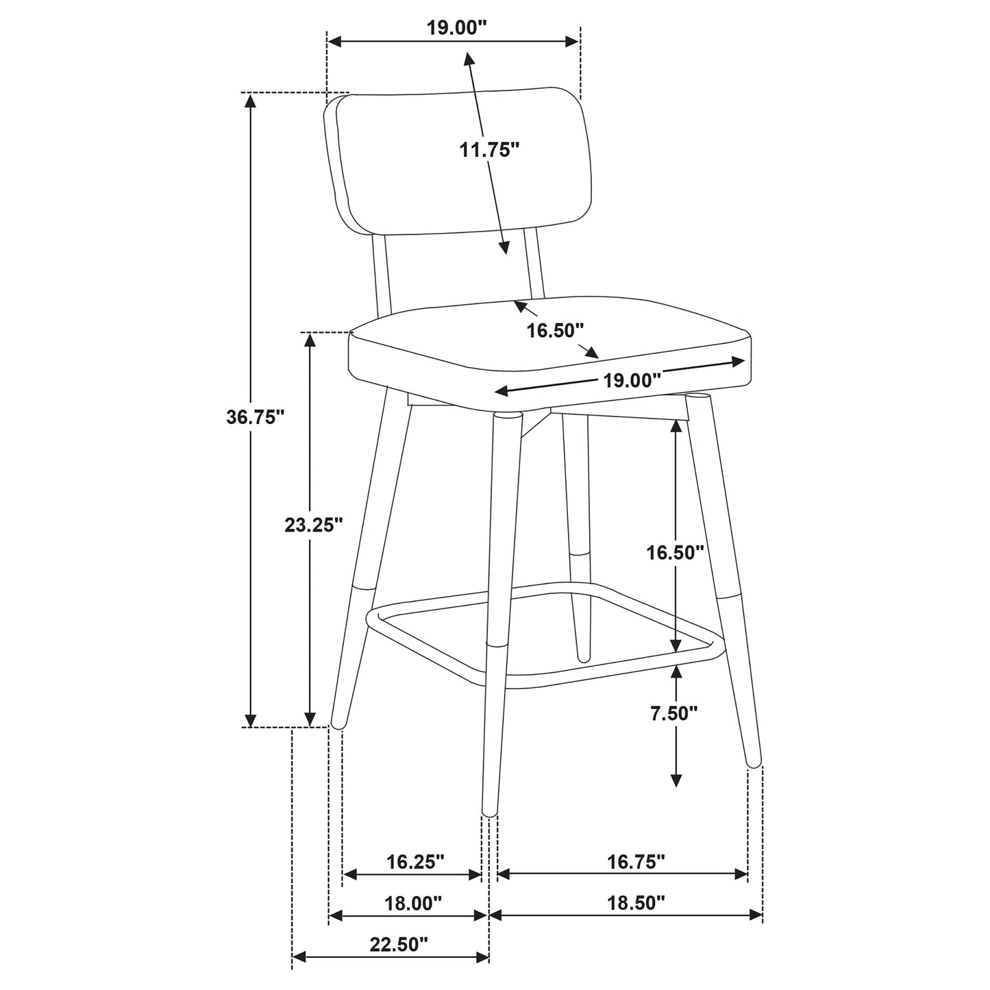 Levine Fabric Upholstered Swivel Counter Chair Grey (Set of 2)