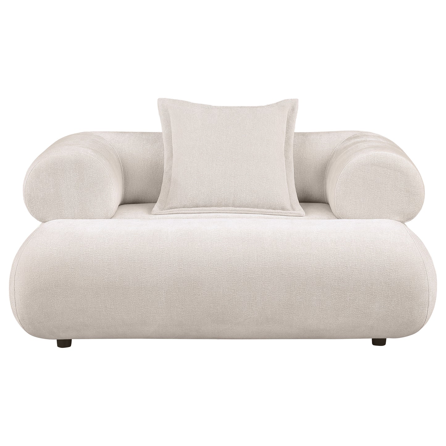 Eskola Chenille Accent Chair with Rounded Shelter Arms Ivory