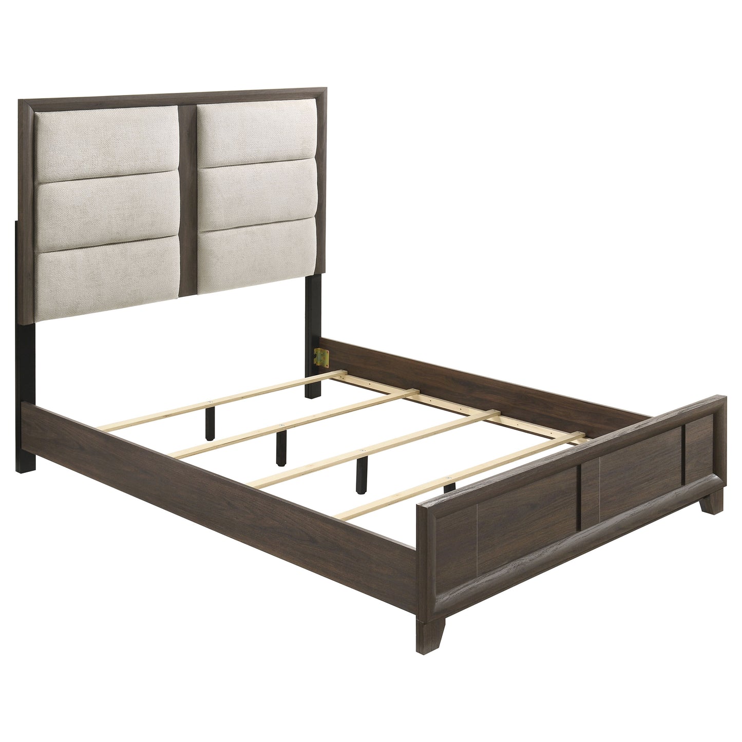 Farre Eastern King Upholstered Panel Bed Dark Brown