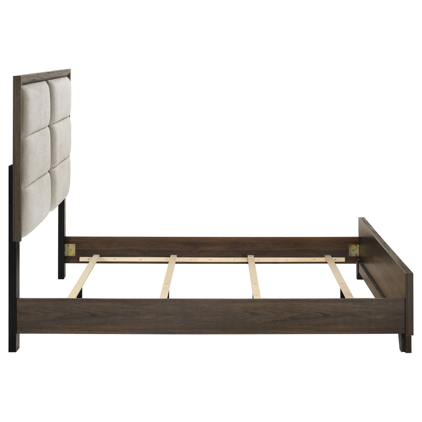 Farre Eastern King Upholstered Panel Bed Dark Brown