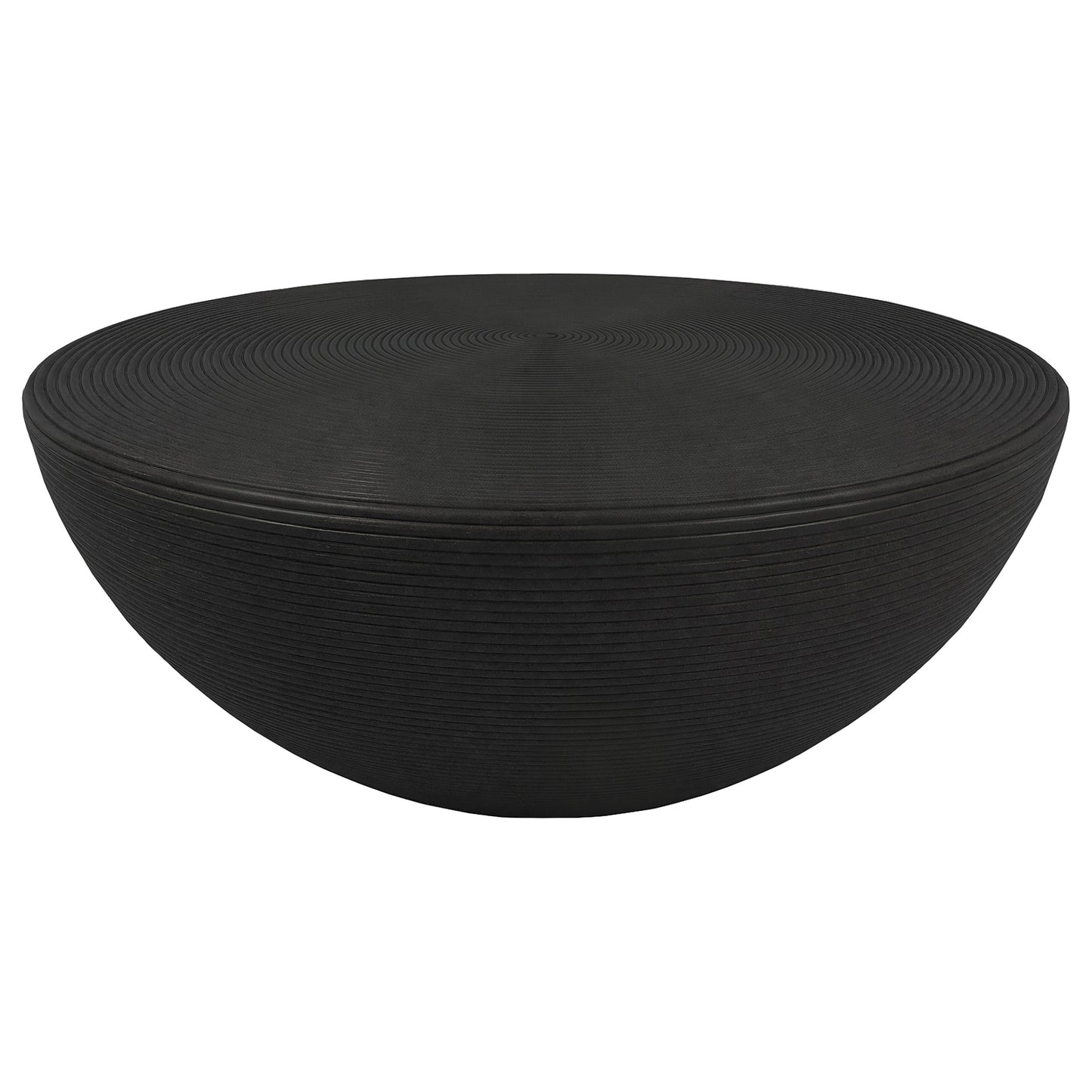 Macedo 2-Piece Transitional Round Rattan Coffee and End Table Set Black