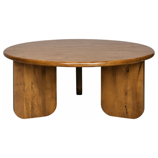 Dale Sculptural Round Solid Mango Wood Coffee Table Honey Mango