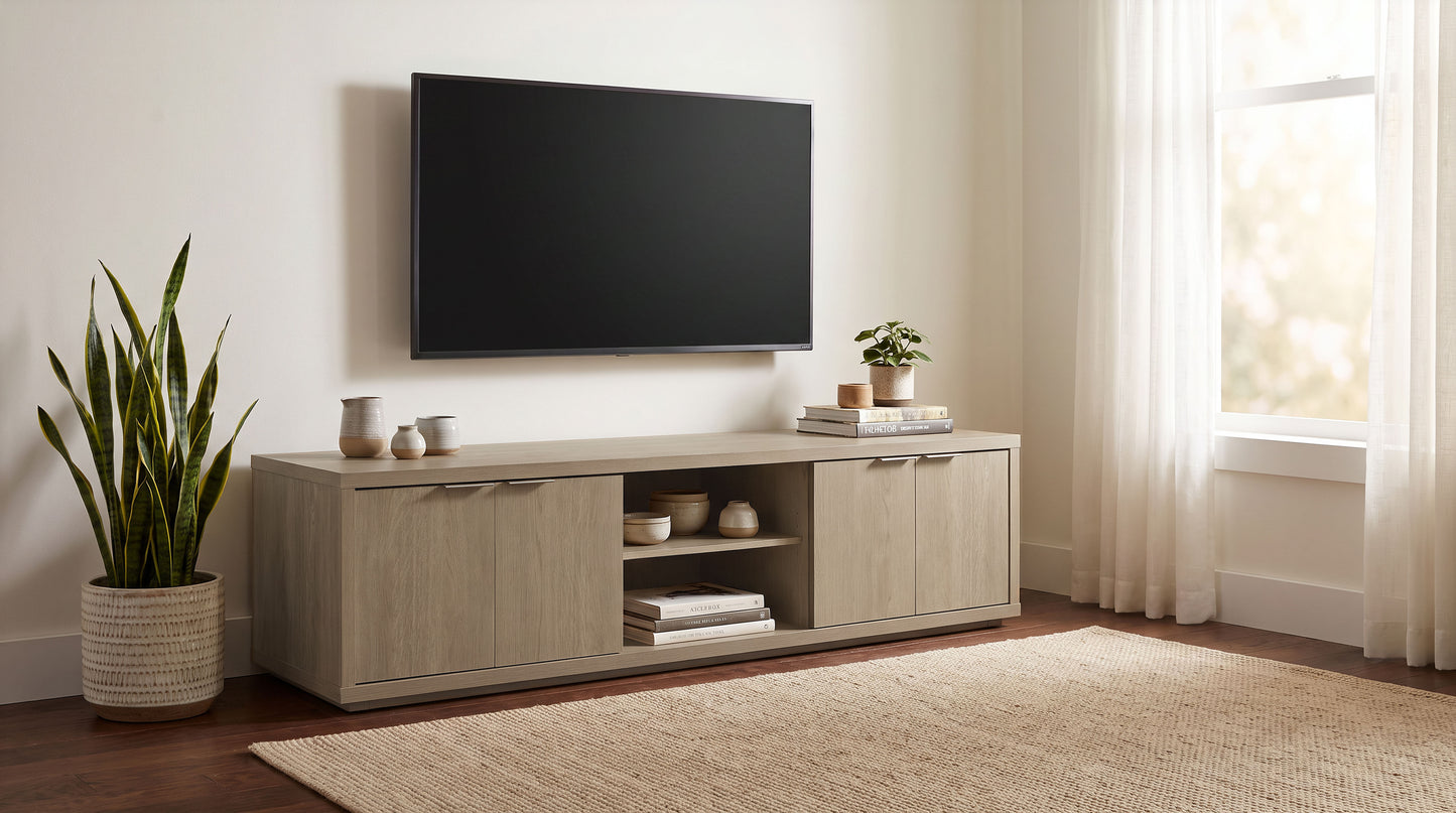 Ingram 4-Door TV Stand for TVs up to 85 Inches Latte