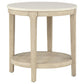 Lucaire Round Cultured Marble Top End Table Honed Cream and Sandstone