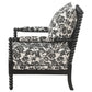 Blanchett Traditional Floral Upholstered Bobbin Accent Chair Black