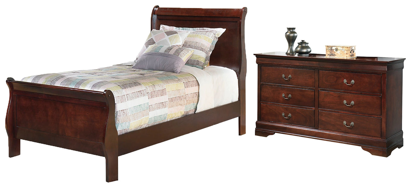 Alisdair Twin Sleigh Bed with Dresser Cloud 9 Mattress & Furniture