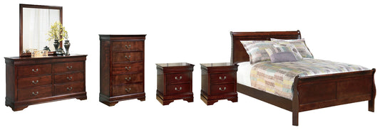 Alisdair Twin Sleigh Bed with Mirrored Dresser, Chest and 2 Nightstands Cloud 9 Mattress & Furniture