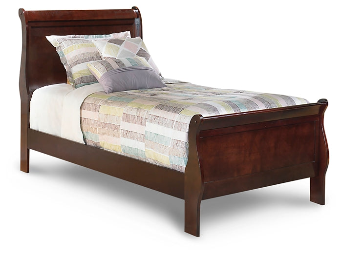 Alisdair Twin Sleigh Bed with Mirrored Dresser and 2 Nightstands Cloud 9 Mattress & Furniture