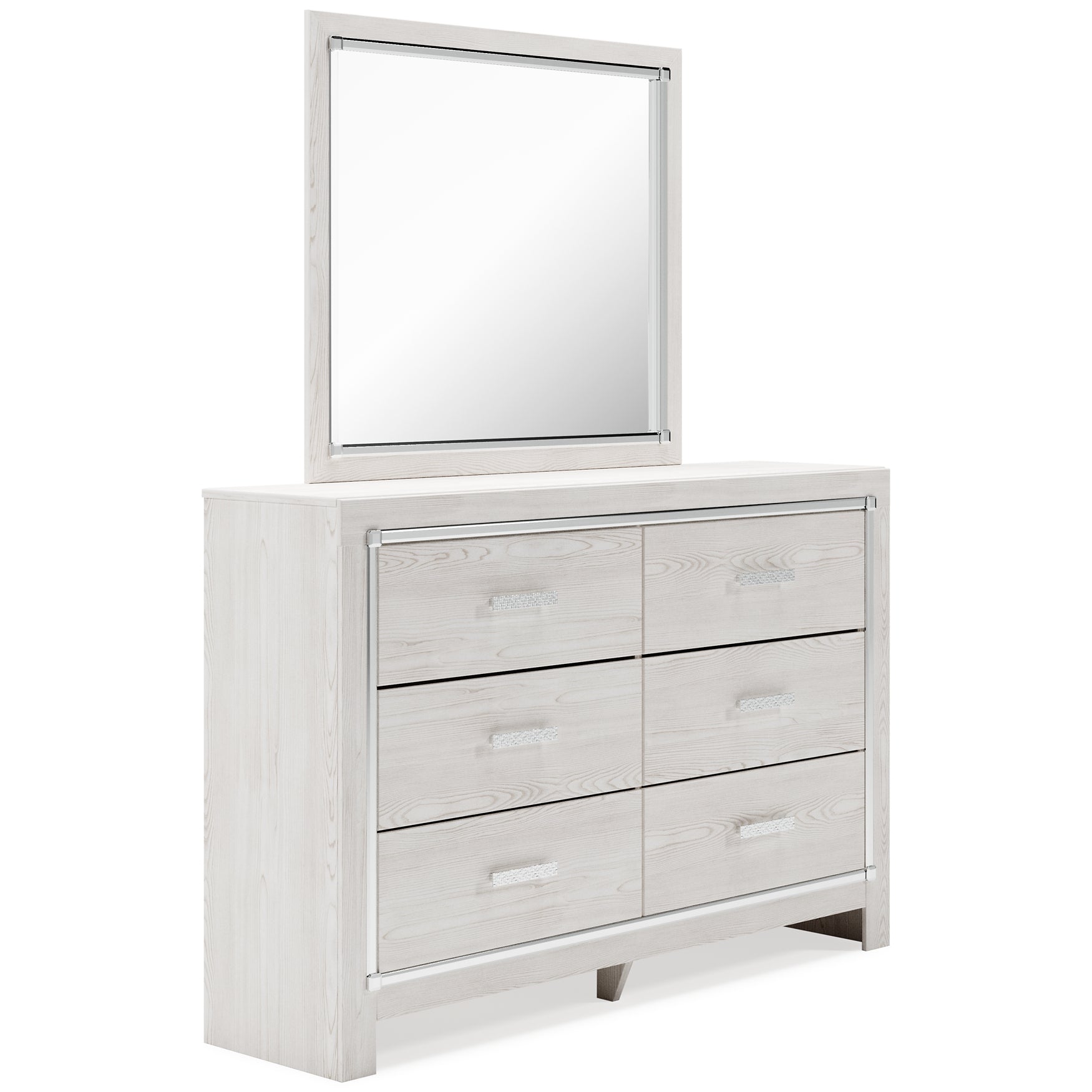 Altyra Queen Panel Bookcase Bed with Mirrored Dresser, Chest and Nightstand Cloud 9 Mattress & Furniture