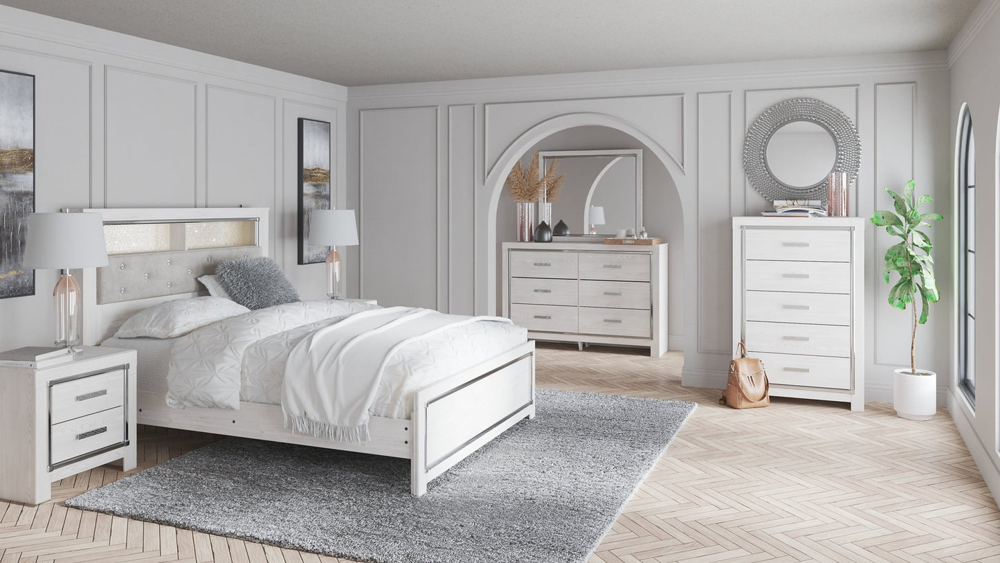 Altyra Queen Panel Bookcase Bed with Mirrored Dresser, Chest and Nightstand Cloud 9 Mattress & Furniture