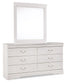 Anarasia Full Sleigh Headboard with Mirrored Dresser and Chest Cloud 9 Mattress & Furniture