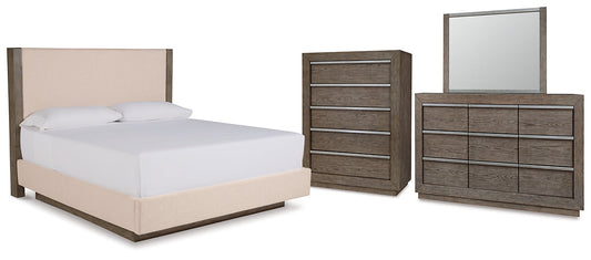 Anibecca King Upholstered Bed with Mirrored Dresser and Chest Cloud 9 Mattress & Furniture