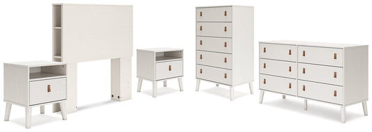 Aprilyn Twin Bookcase Headboard with Dresser, Chest and 2 Nightstands Cloud 9 Mattress & Furniture