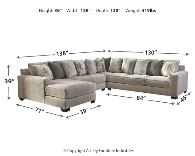 Ardsley 4-Piece Sectional with Chaise Cloud 9 Mattress & Furniture
