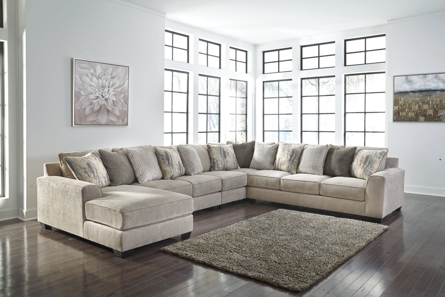 Ardsley 5-Piece Sectional with Chaise Cloud 9 Mattress & Furniture