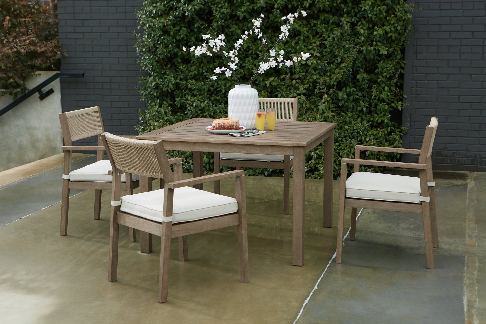 Aria Plains Outdoor Dining Table and 4 Chairs Cloud 9 Mattress & Furniture